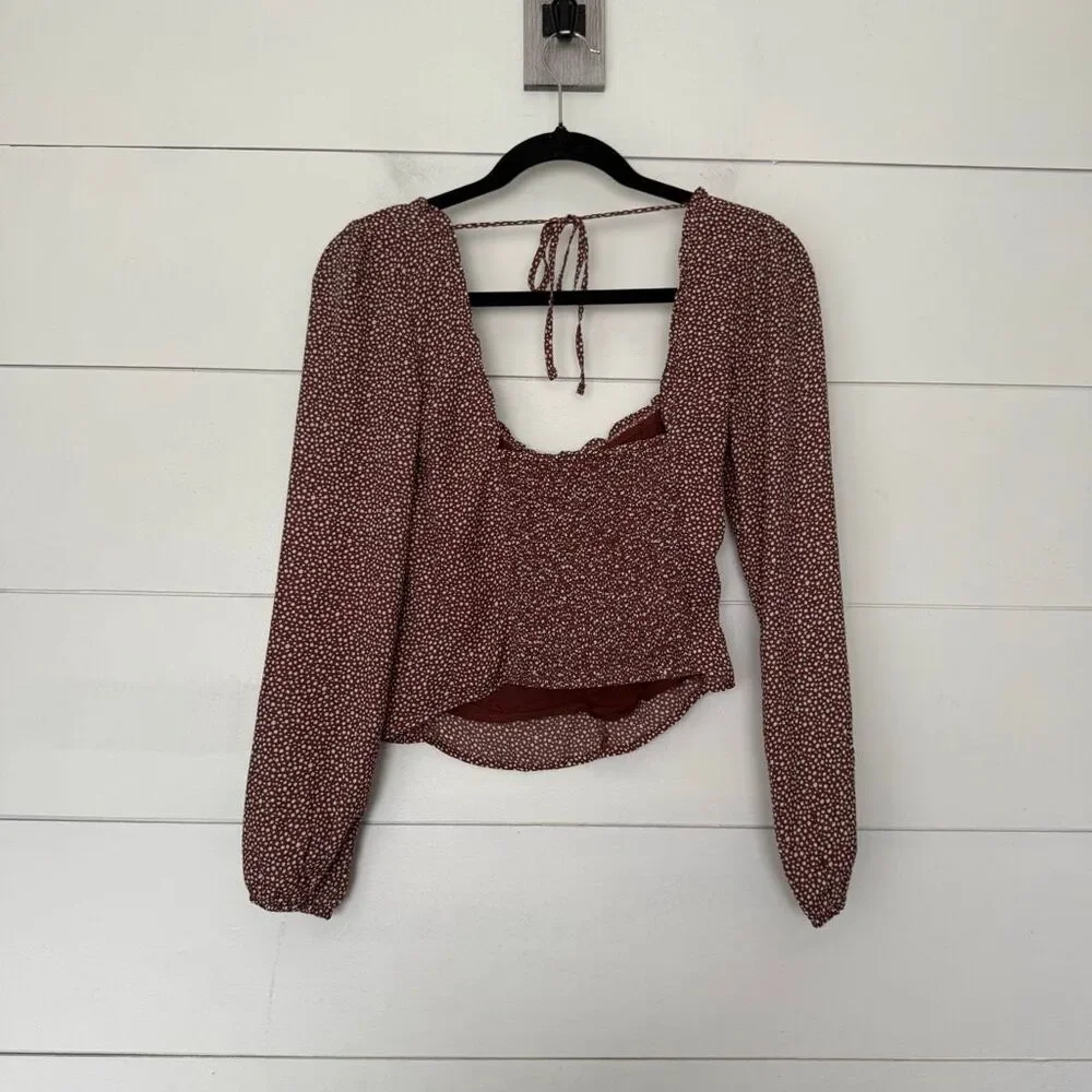 Abercrombie & Fitch Women’s XS Brown White Longsleeve Top - Picture 3 of 4